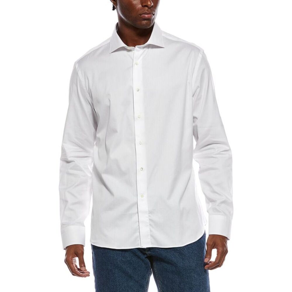 Canali Mens Dress Shirt, White